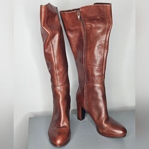 Bandolino Brown Leather Knee-High Boots 8.5 3" Heel
